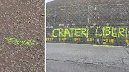 Etna, la polemica sul biglietto non si spegne: scritte gialle &laquo;No tickets&raquo; ai Crateri